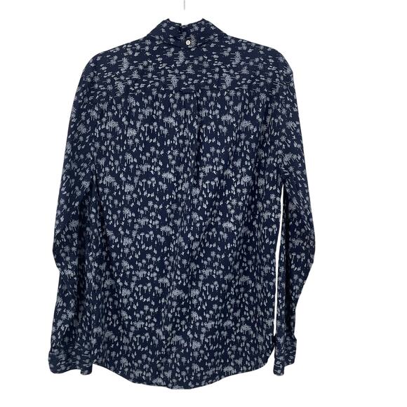 Gap Ski Forest Print Long Sleeve Button Down Navy Mens Large - Picture 1 of 6